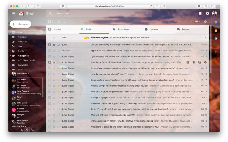 The gmail website has received a massive design and feature update