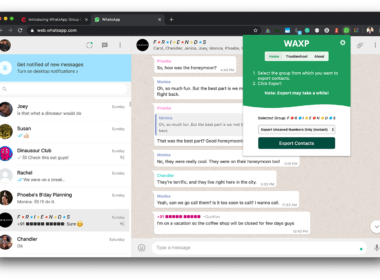 WhatsApp Contact Exporter (WAXP) extension allows you to extract/export your WhatsApp group contacts to CSV file