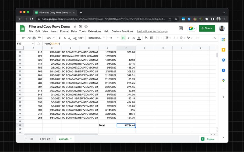 How To Copy Row Based On Cell Value To Another Sheet